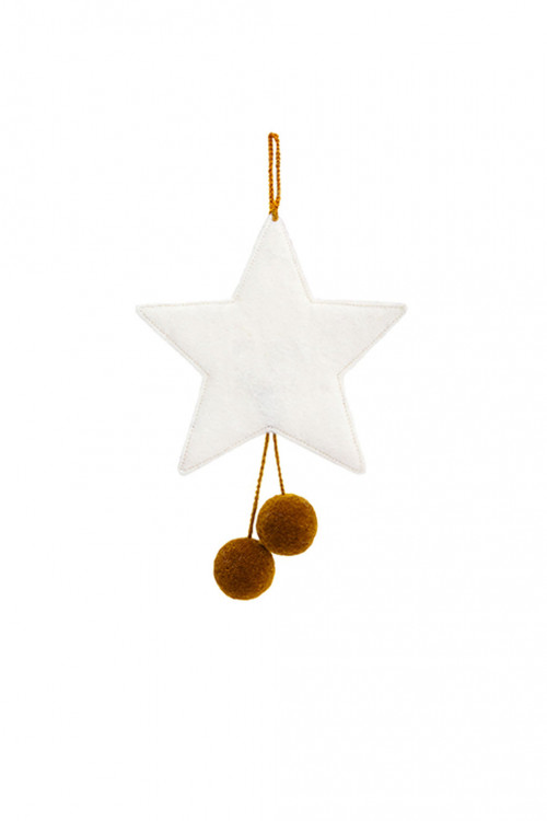 pompoms star hanging natural pollen in felt