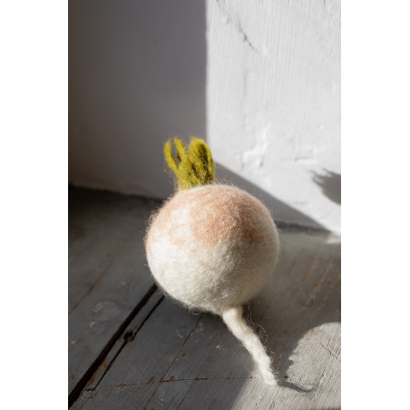 a turnip made of boiled wool