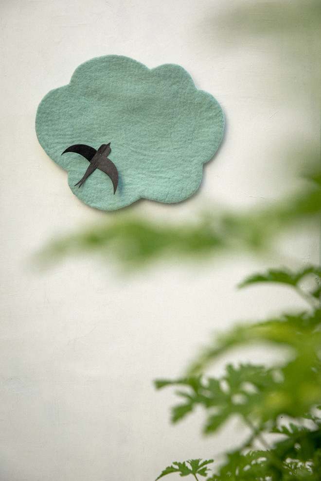 Tableau d'affichage nuage jaune en laine bouille pour accrocher au mur