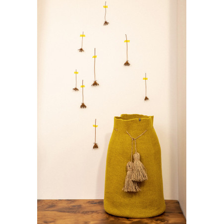 khaki storage basket for a warm decoration