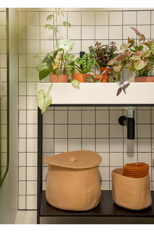 round felt storage baskets for bathroom