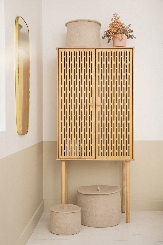 ochre felt storage baskets with their lids