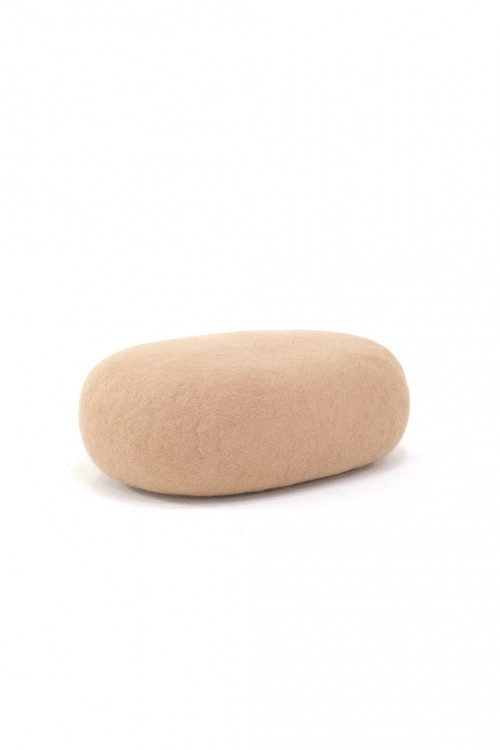 chakati oval : nude felt and kapok pebble cushion