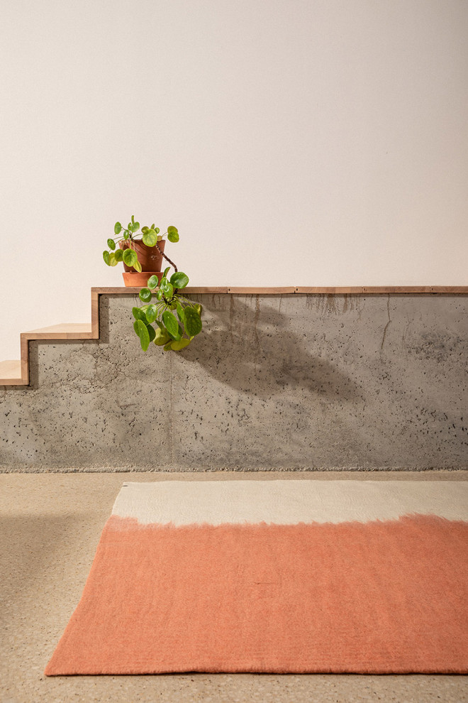 Rectangular wool carpet bouille two-tone for a modern decoration