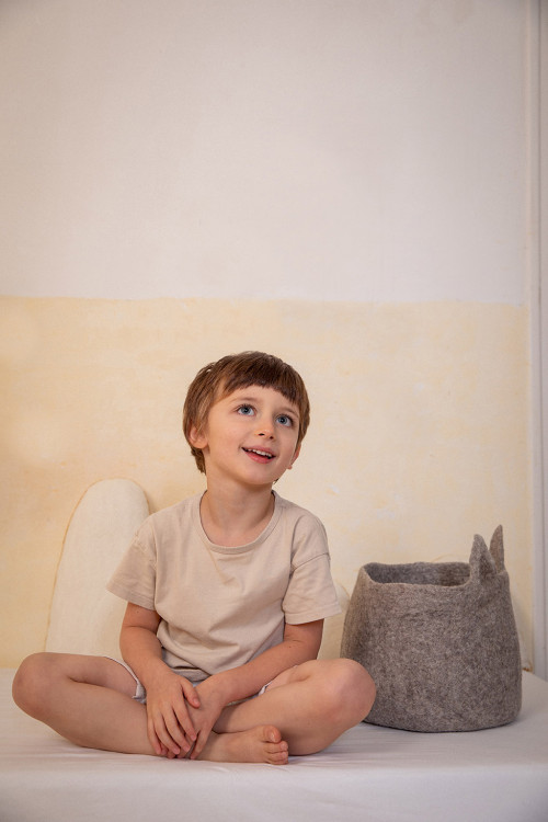 a felted basket with cat ears to enchant children a felted basket with cat ears to enchant children