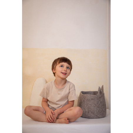 a felted basket with cat ears to enchant children