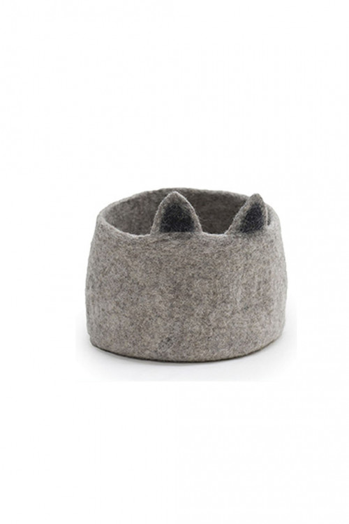 Kitty pasu kitty basket in felt color light stone