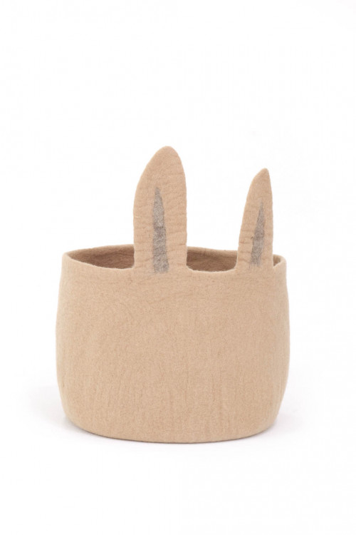 Panier oreilles de lapin en feutre pour enfant Pasu Bunny nude