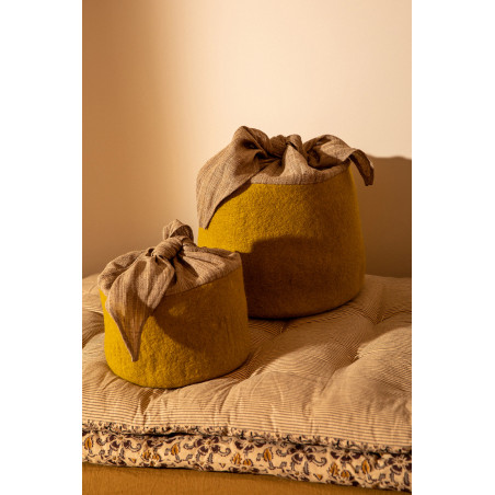 two felt and nettle fiber baskets for a warm decoration