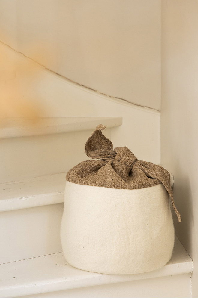 two felt and nettle fiber baskets for a warm decoration