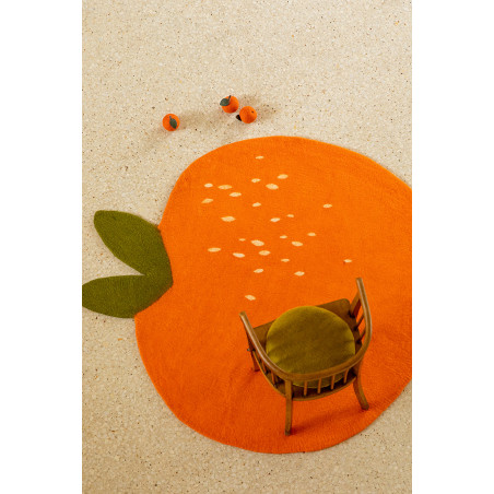 Clementine orange wool felt carpet to insulate from the cold floor