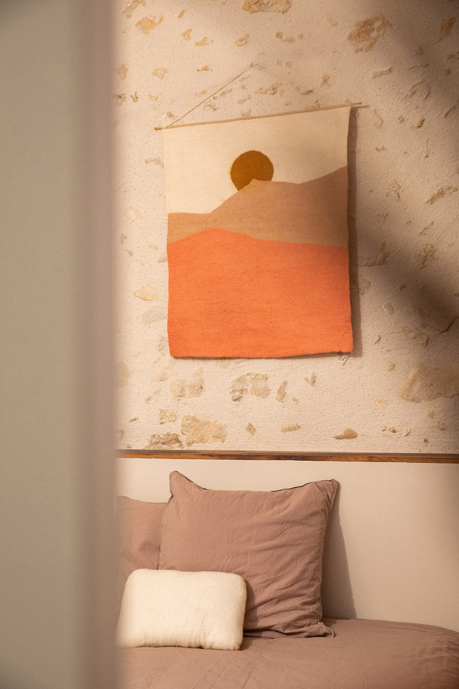 Felt and bamboo wall hanging to decorate the living room wall