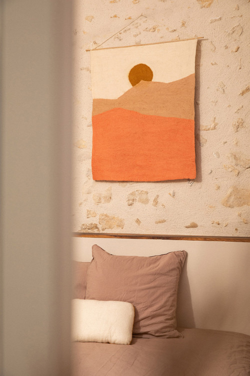 Felt and bamboo wall hanging decoration for an original decoration