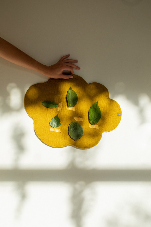 Felt pinboard in the shape of a cloud to pin photo on the wall