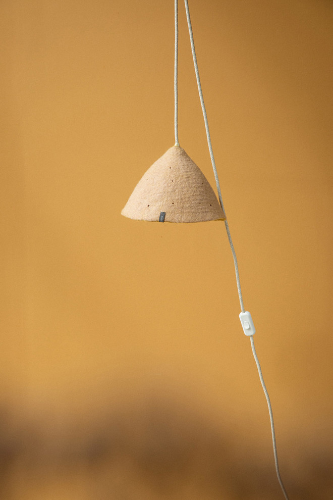 Small perforated felt lampshade handmade in Nepal