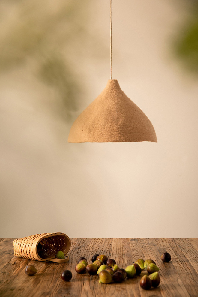 Large reversible handmade wool felt lampshade for hanging light