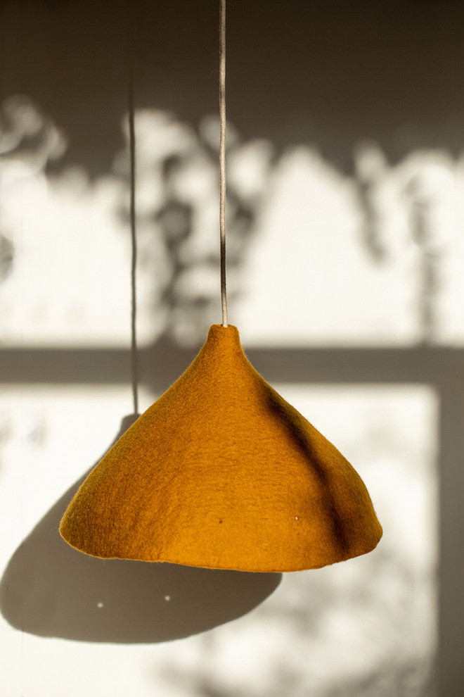 Large reversible handmade wool felt lampshade for hanging light