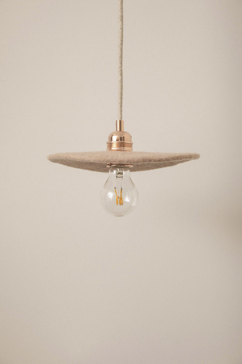 Fullmoon wool felt hanging lamp for a warm decoration Fullmoon wool felt hanging lamp for a warm decoration