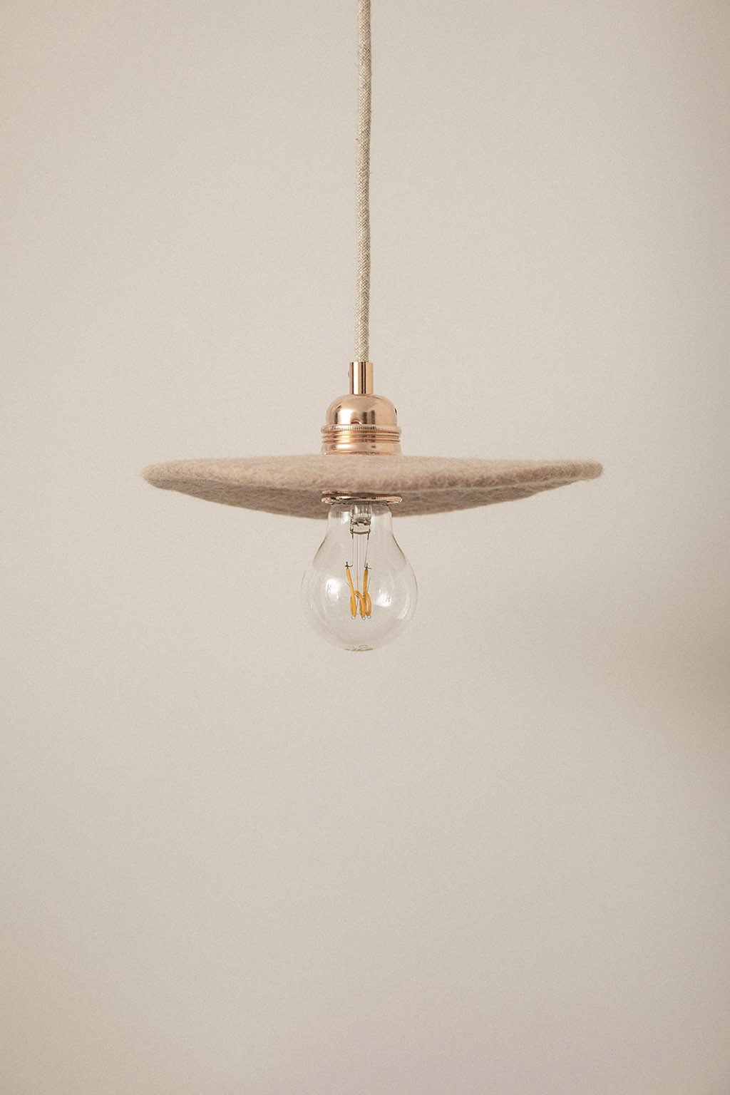 Fullmoon wool felt hanging lamp for a warm decoration
