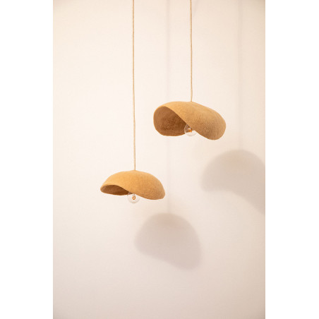 Duo of hanging lights in nude wool felt for a cosy touch