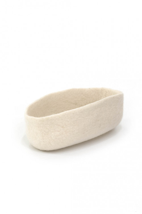 Handmade bread basket in natural wool felt