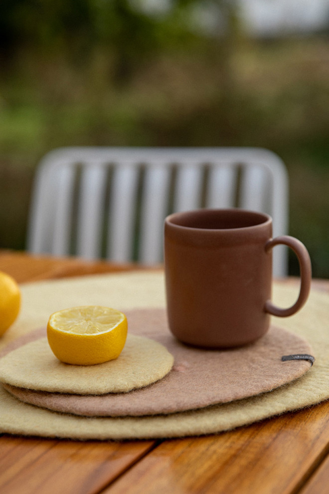 Mix of wool felt placemats for natural decoration