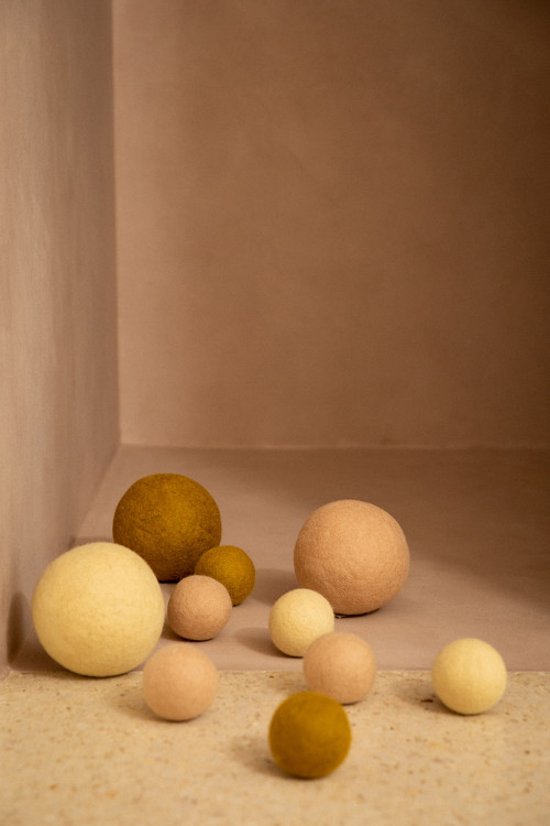 Felt balls bring colorful touches to a hallway