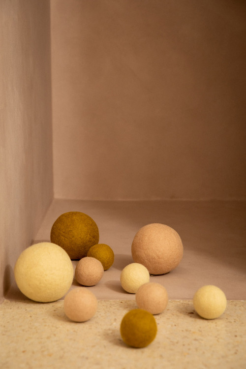 Felt balls bring colorful touches to a hallway Felt balls bring colorful touches to a hallway