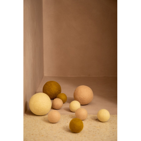 Felt balls bring colorful touches to a hallway