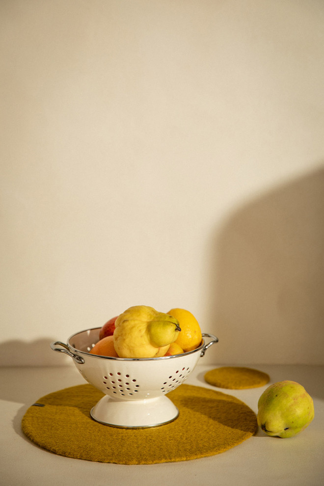 Mix of wool felt placemats for natural decoration