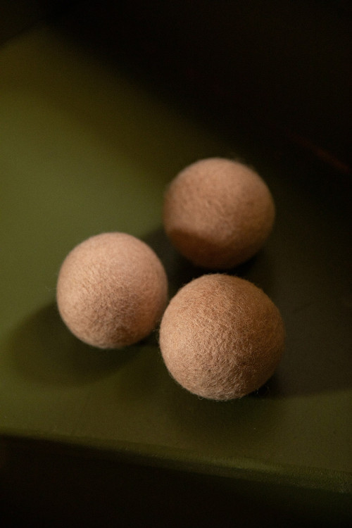 trio of 3 small pink felt balls for a playful decoration