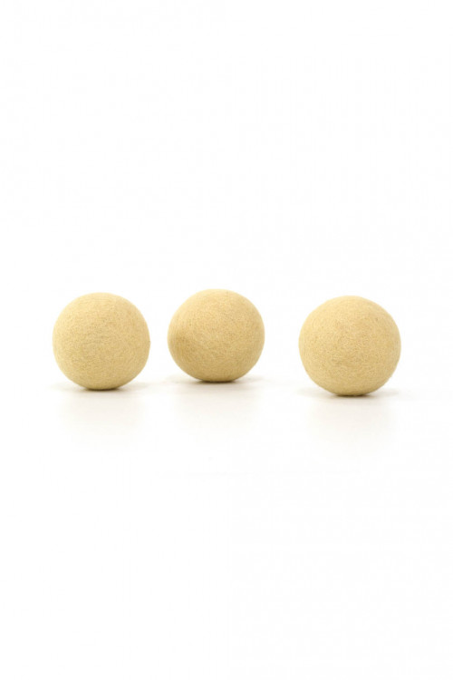 set of 3 small plain balls in felt color tender wheat