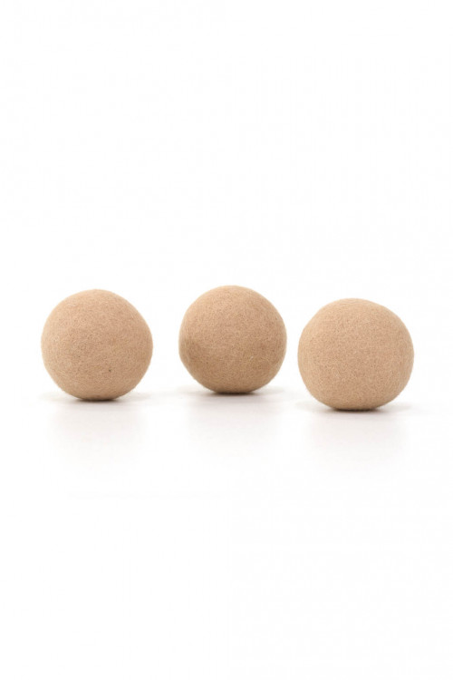 set of 3 small plain balls in felt color nude