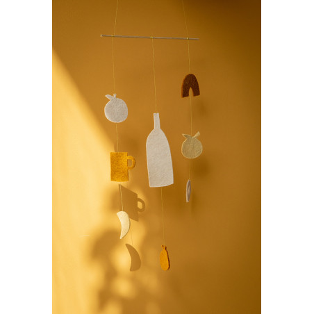 Felt and bamboo decorative hanging mobile