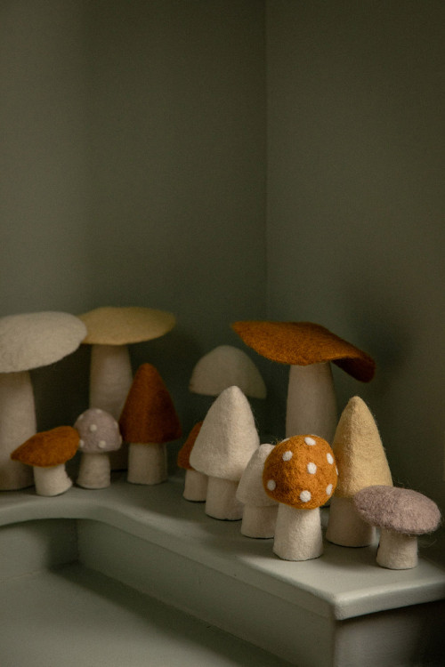 des champignons colorés de toutes tailles pour décorer son intérieur avec poésie