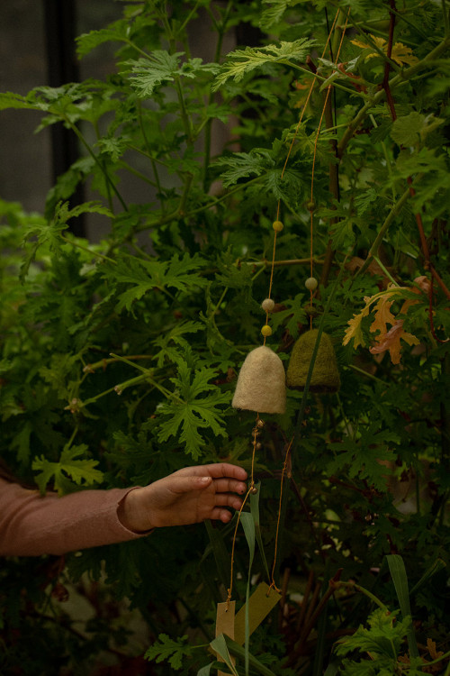 a delicate felt bell as a natural and poetic decoration object
