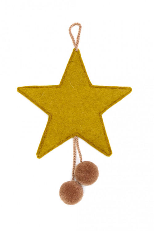 pompoms star hanging pistachio nude in felt