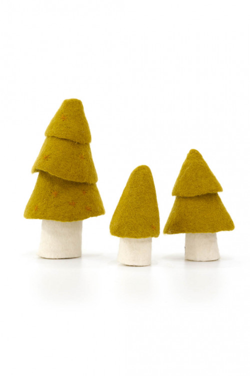 sapins set de 3 pistache en feutre