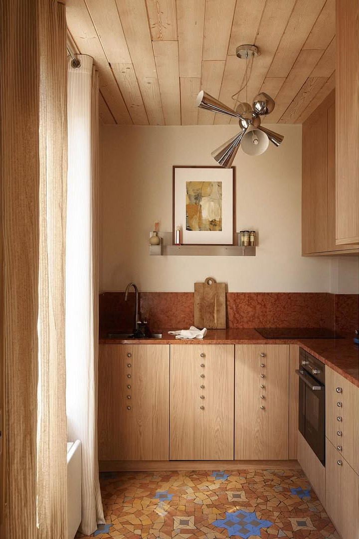 Matériaux authentiques et organiques pour cette cuisine épurée et chaleureuse