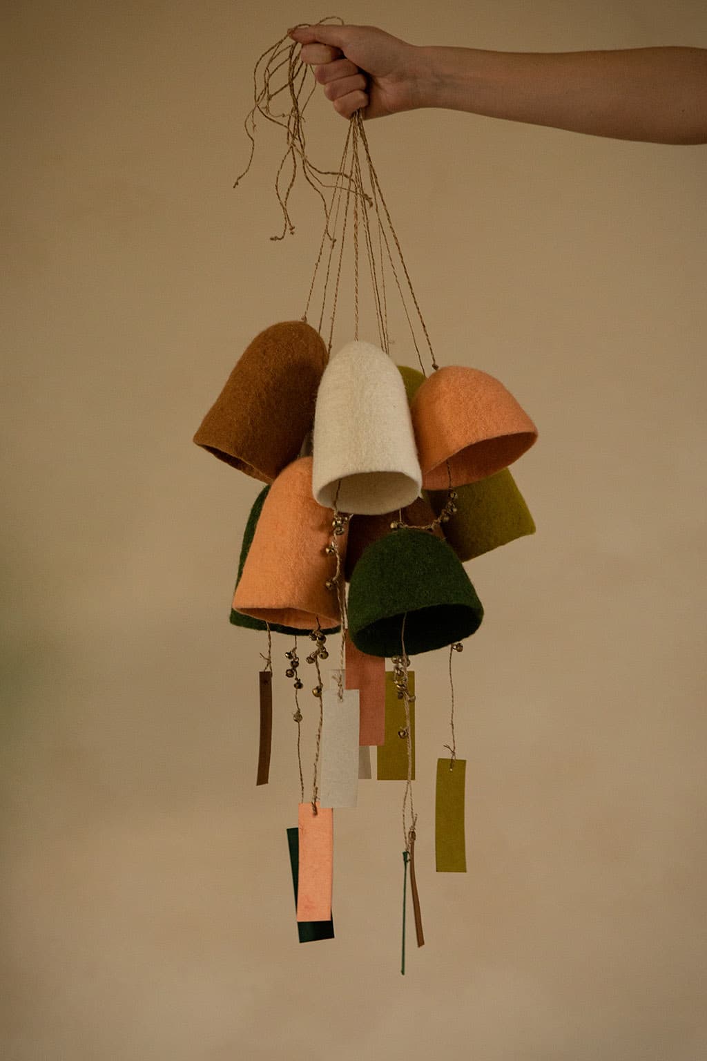 Cloches décoratives à suspendre en feutre de laine