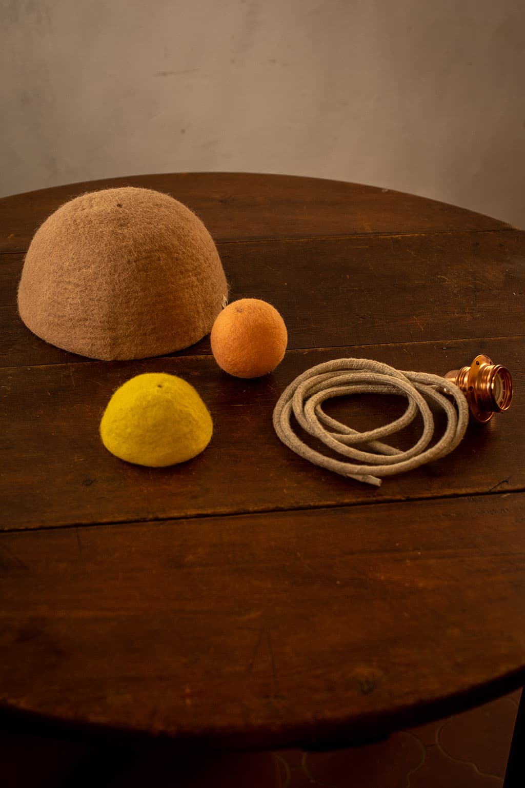 Wool pendant light installation