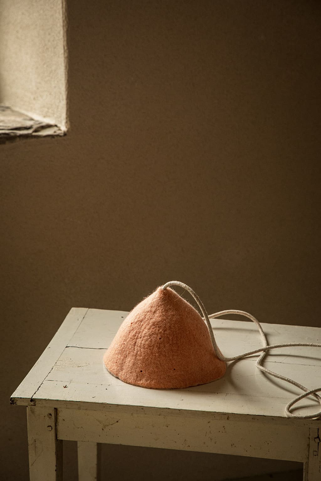 Pink conical wool lampshade