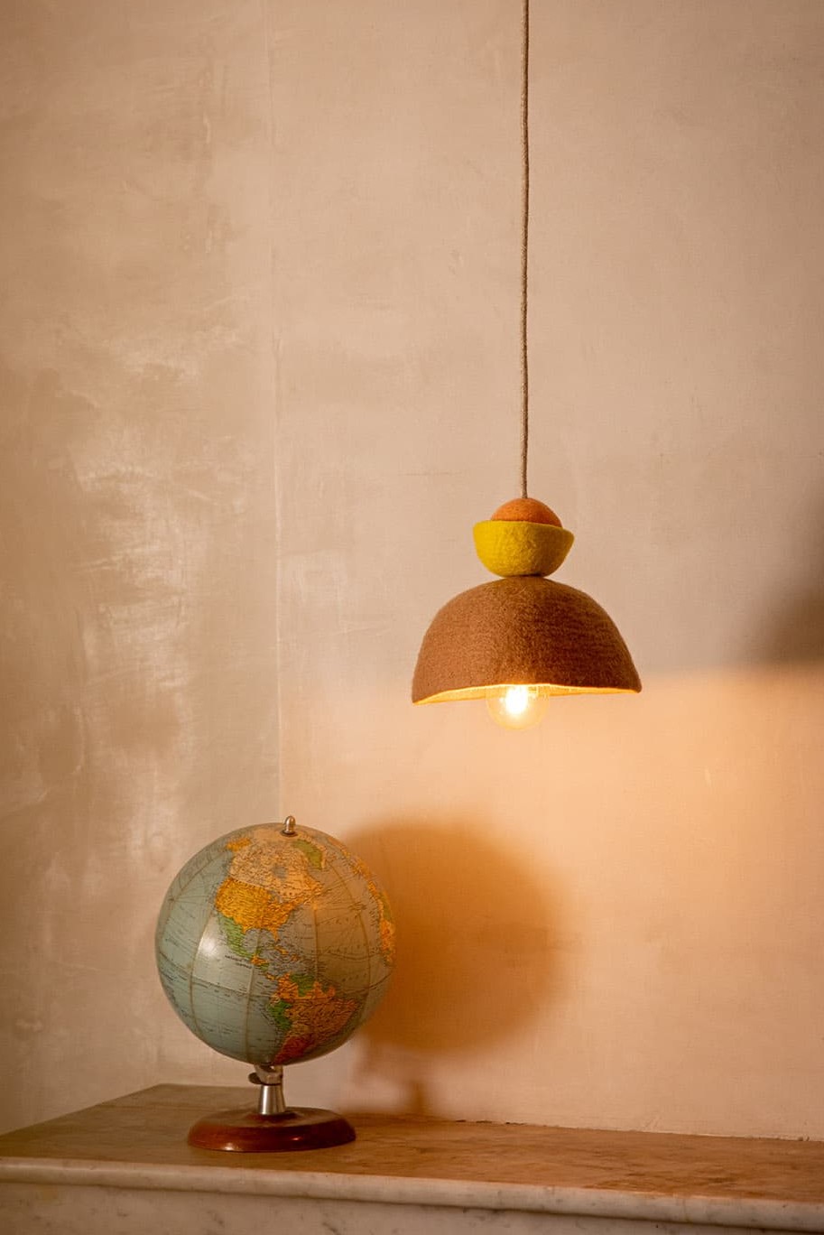 Graphic tricolor wool pendant light