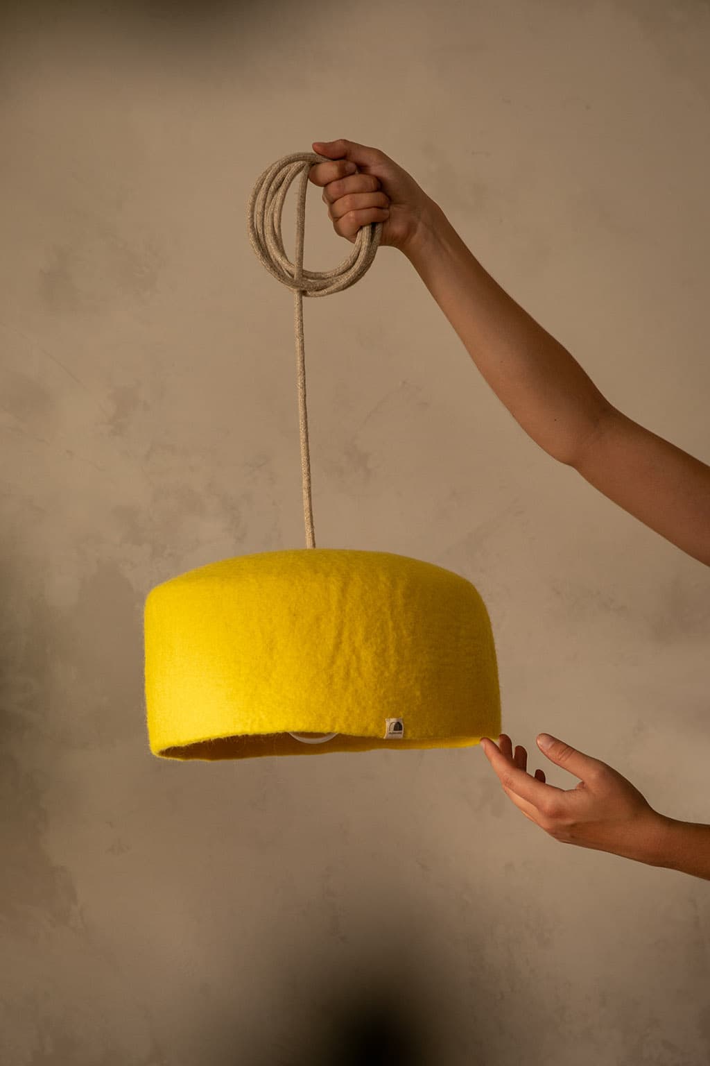Minimalist yellow wool lampshade
