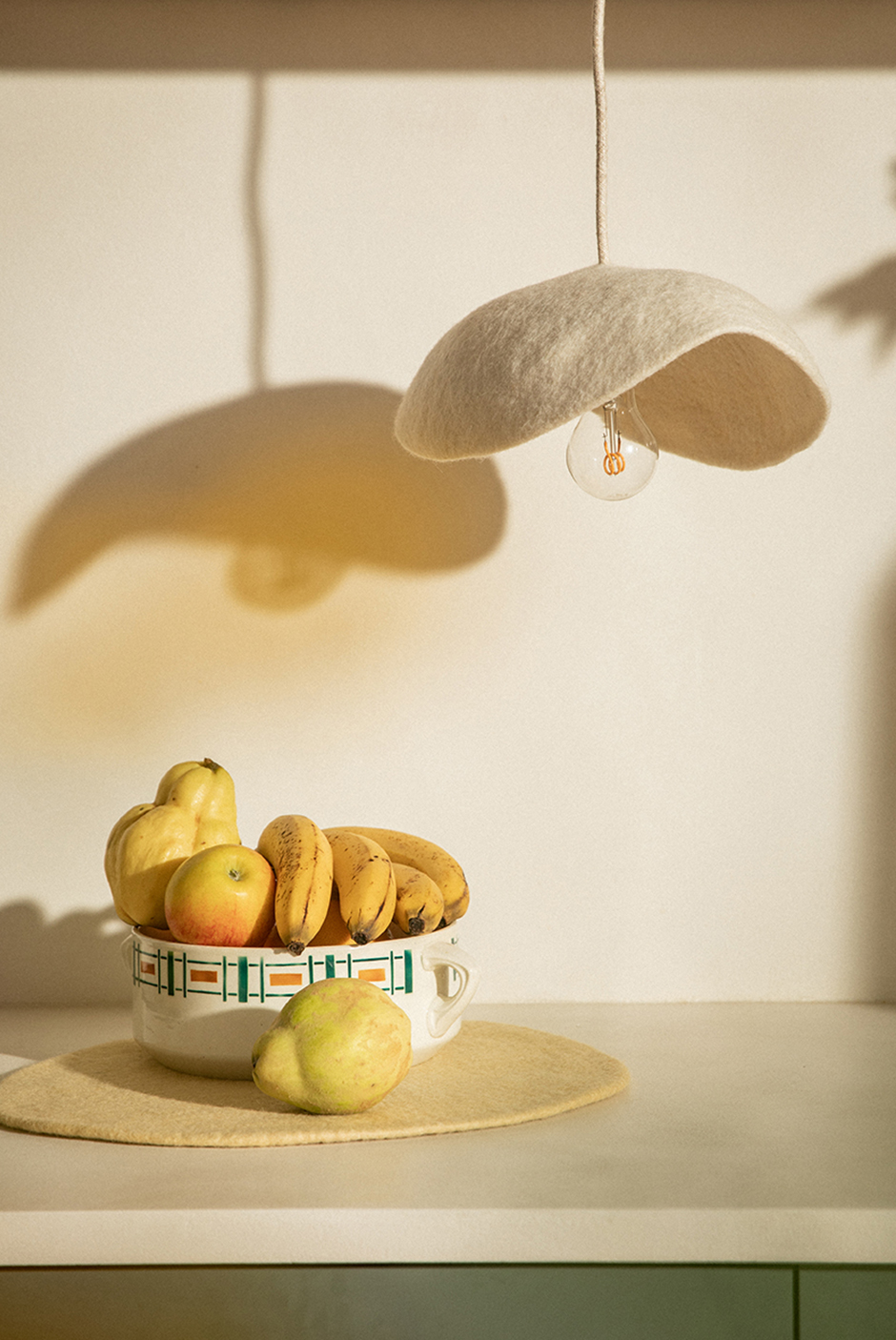 White wool felt lampshade