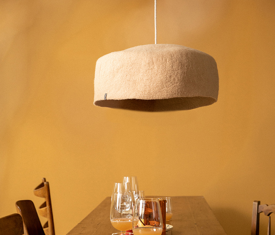 Wool felt lampshade for a warm dining room decoration