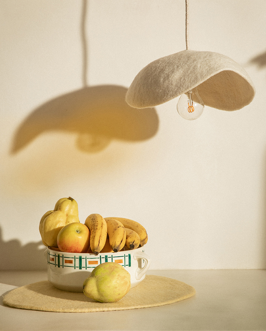 Minimalist boiled wool lampshade