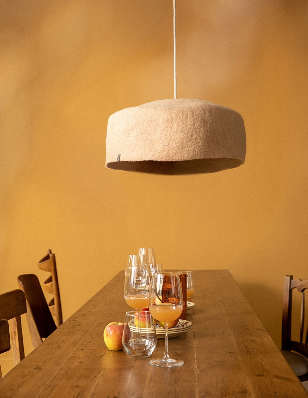 light pink wool felt lampshade for dining room
