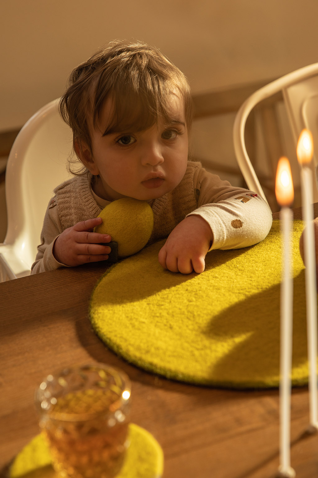 Set de table rond en feutre de laine