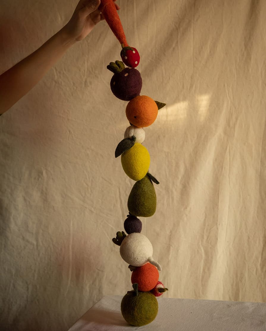 Fruits et légumes décoratifs en feutre de laine